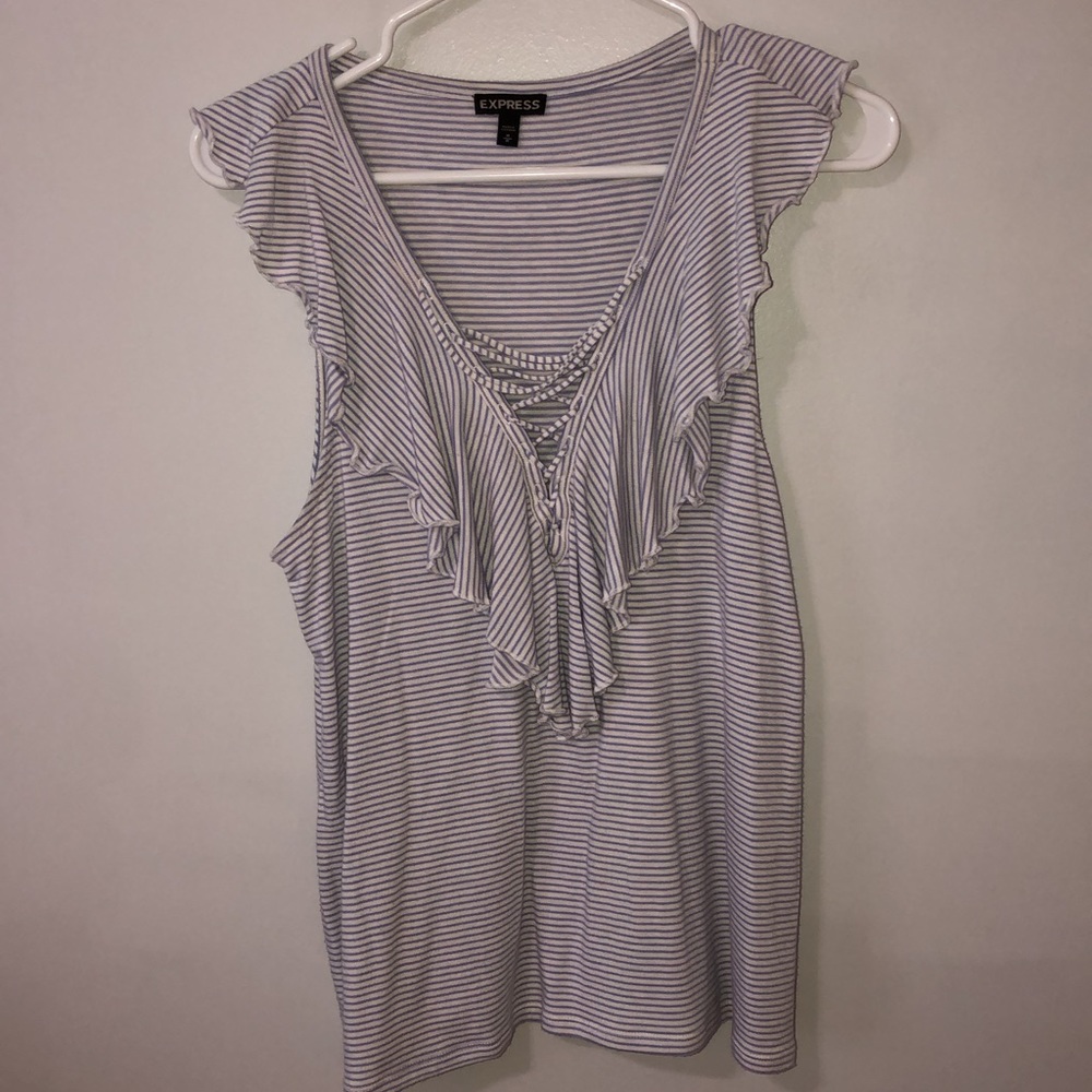 purple and white striped tank
